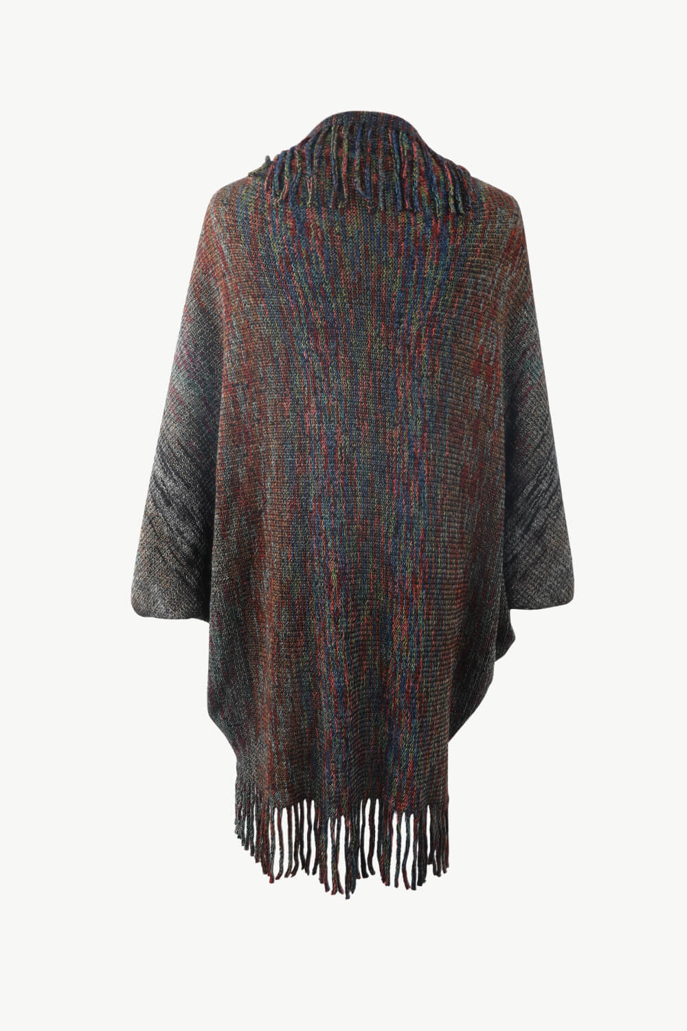 Multicolored Fringe Trim Poncho - Flip Flop Dynasty
