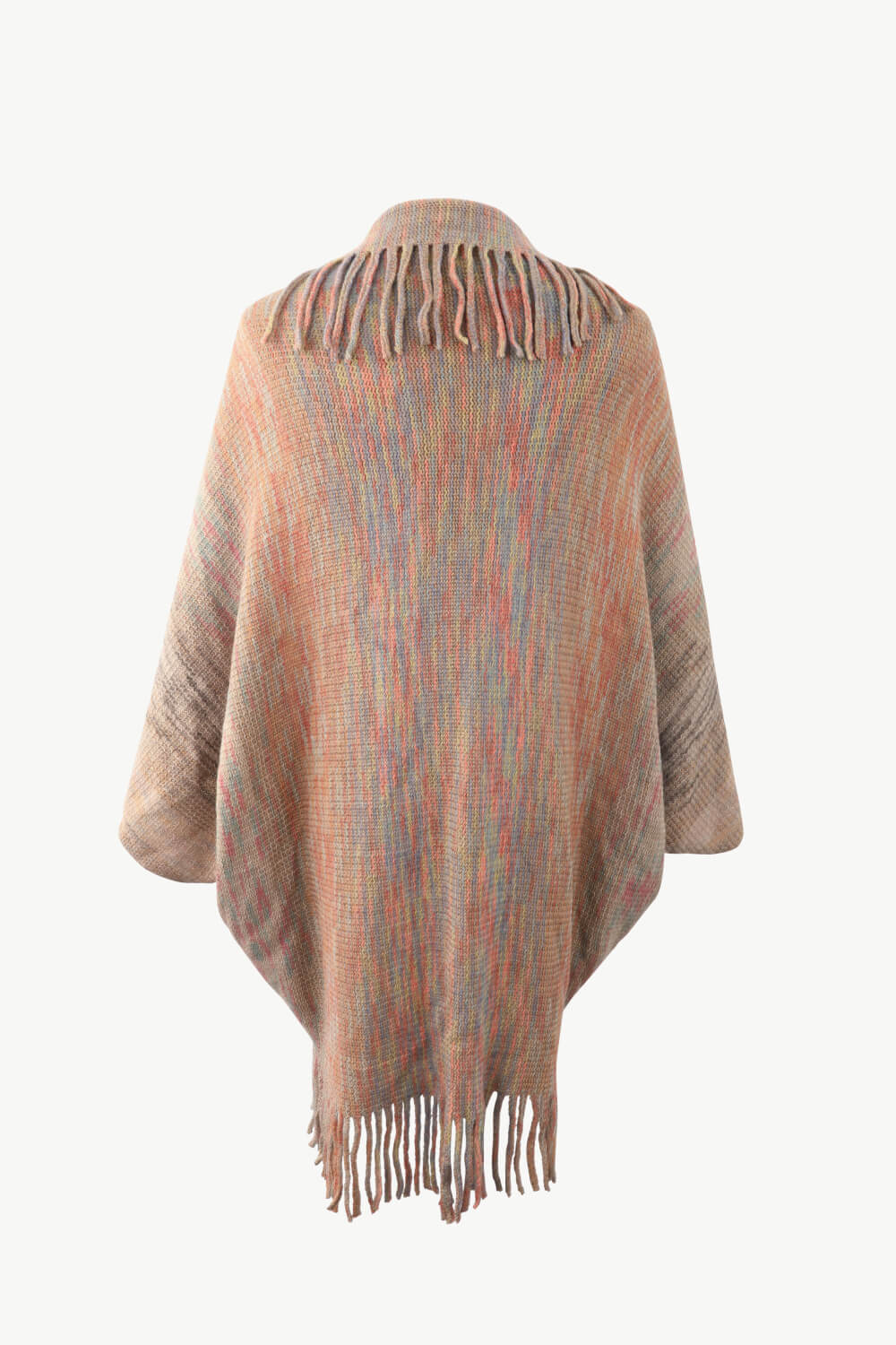 Multicolored Fringe Trim Poncho - Flip Flop Dynasty