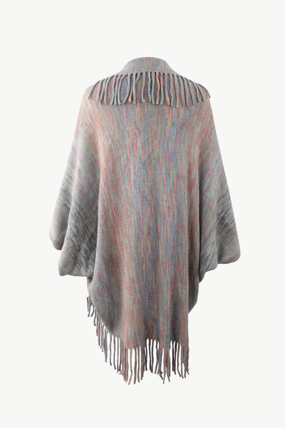 Multicolored Fringe Trim Poncho - Flip Flop Dynasty