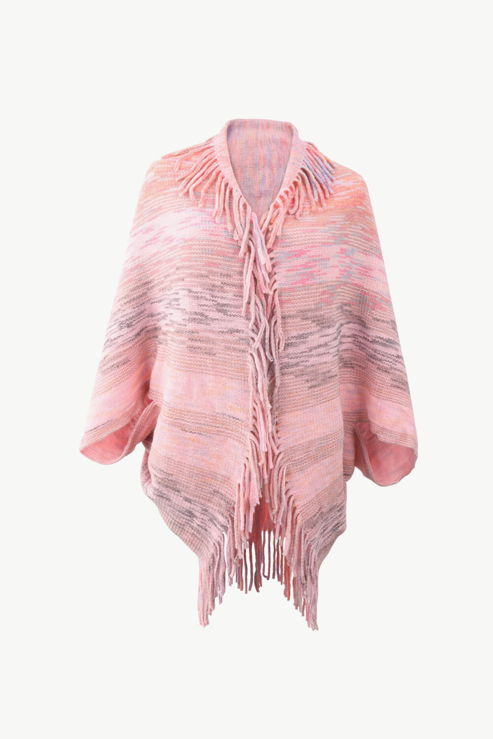 Multicolored Fringe Trim Poncho - Flip Flop Dynasty