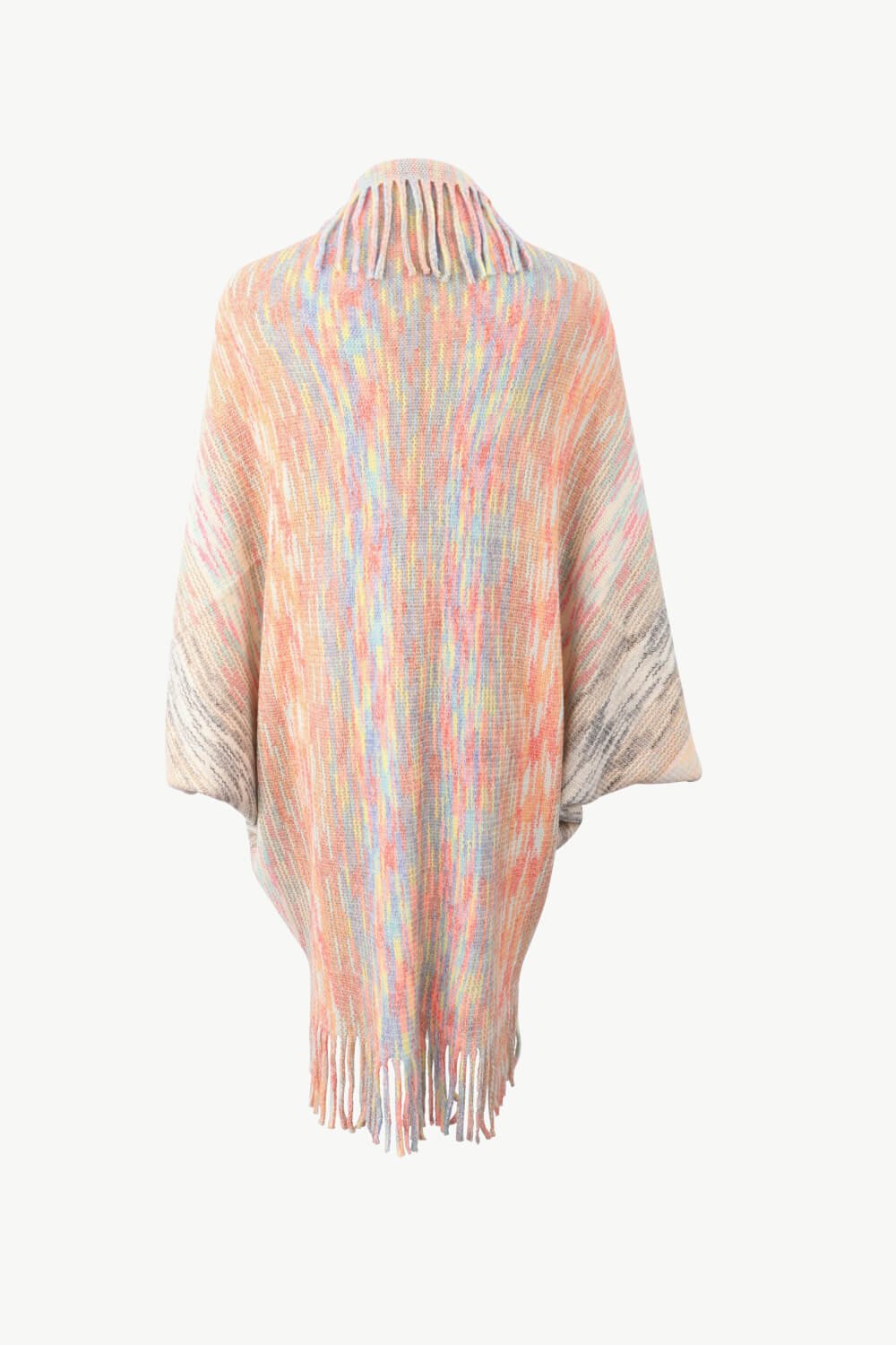 Multicolored Fringe Trim Poncho - Flip Flop Dynasty