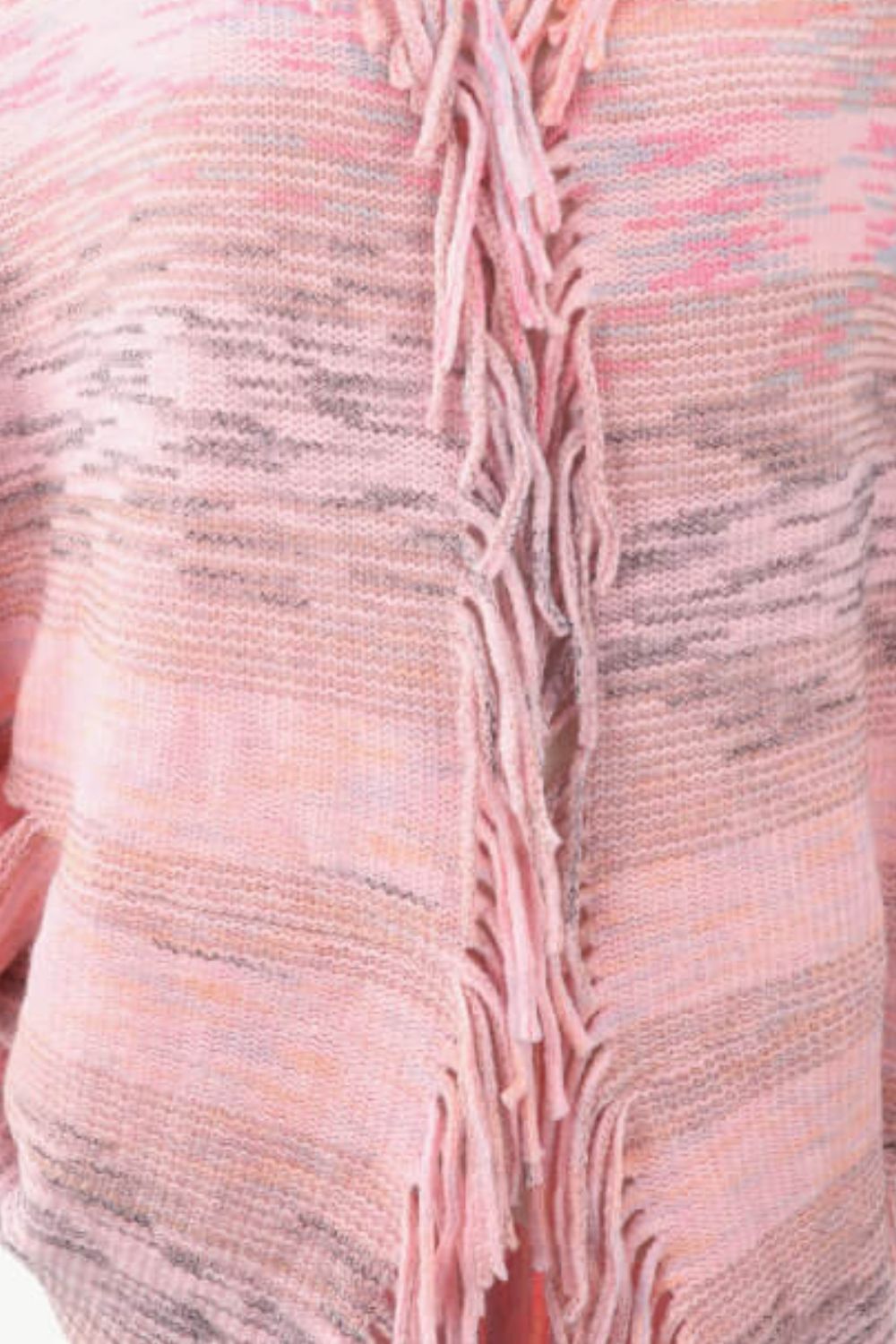 Multicolored Fringe Trim Poncho - Flip Flop Dynasty