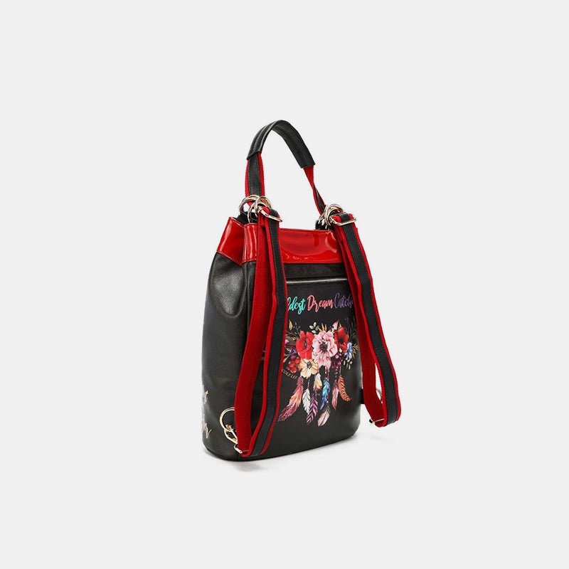 Nicole Lee USA Flower Pattern Adjustable Strap Backpack Bag - Flip Flop Dynasty