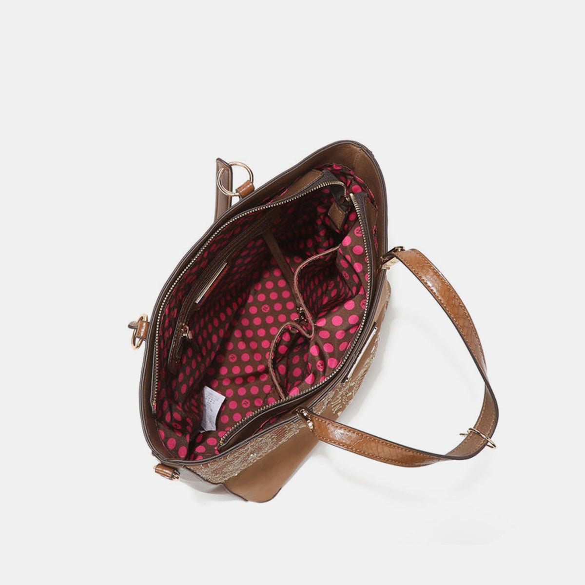 Nicole Lee USA Metallic Stitching Embroidery Inlaid Rhinestone Tote Bag - Flip Flop Dynasty