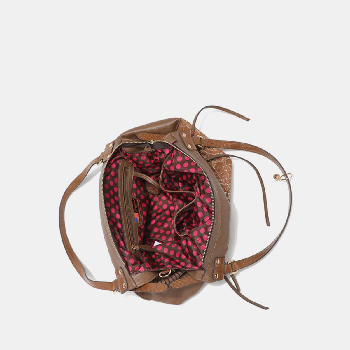 Nicole Lee USA Side Braided Tassel Inlaid Rhinestone Embroidery Hobo Bag - Flip Flop Dynasty