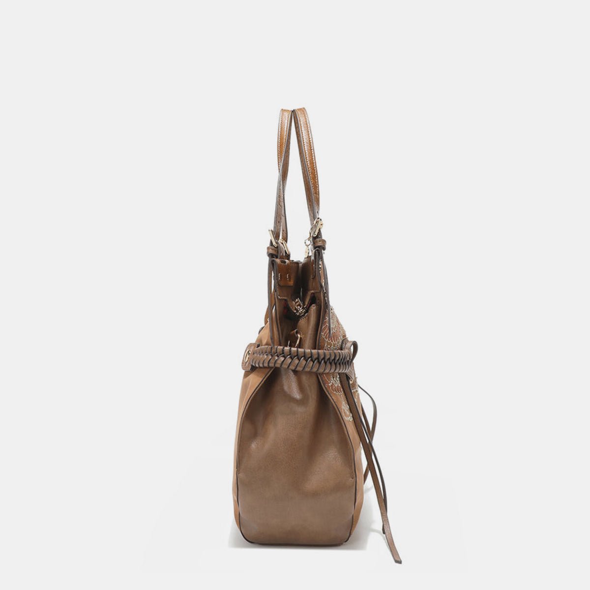 Nicole Lee USA Side Braided Tassel Inlaid Rhinestone Embroidery Hobo Bag - Flip Flop Dynasty