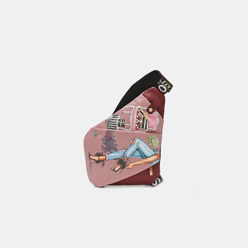 Nicole Lee USA Vegan Leather Leopard & Lip Pattern Crossbody Bag - Flip Flop Dynasty