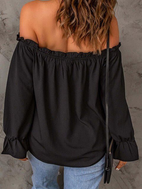 Off - Shoulder Flounce Sleeve Blouse - Flip Flop Dynasty