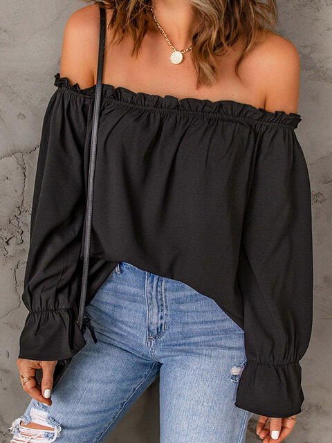 Off - Shoulder Flounce Sleeve Blouse - Flip Flop Dynasty