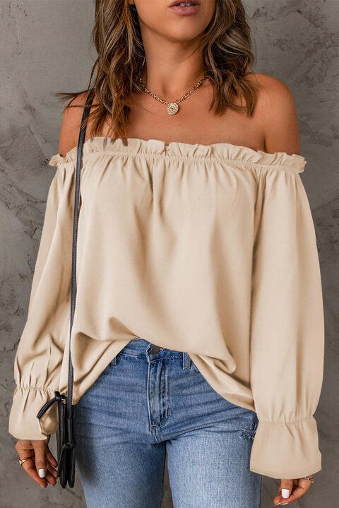 Off - Shoulder Flounce Sleeve Blouse - Flip Flop Dynasty