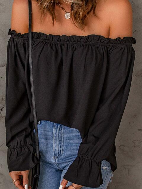 Off - Shoulder Flounce Sleeve Blouse - Flip Flop Dynasty
