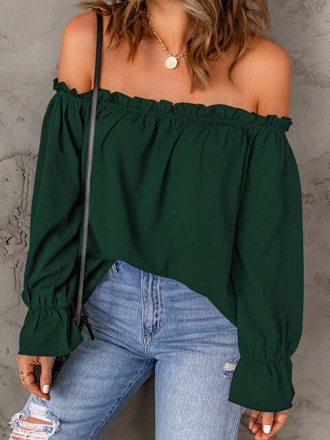 Off - Shoulder Flounce Sleeve Blouse - Flip Flop Dynasty
