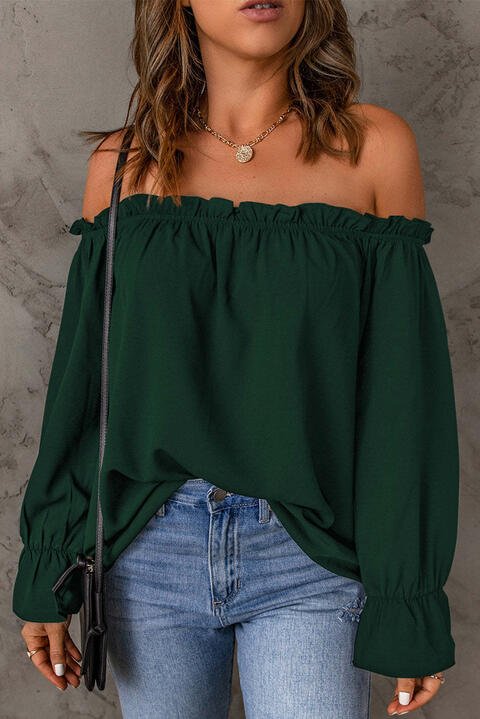 Off - Shoulder Flounce Sleeve Blouse - Flip Flop Dynasty