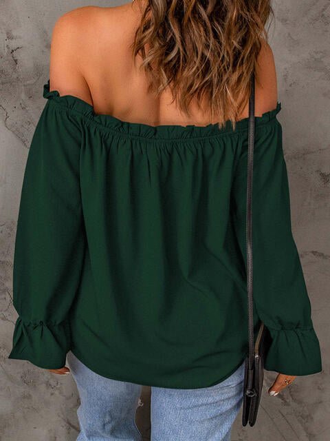 Off - Shoulder Flounce Sleeve Blouse - Flip Flop Dynasty
