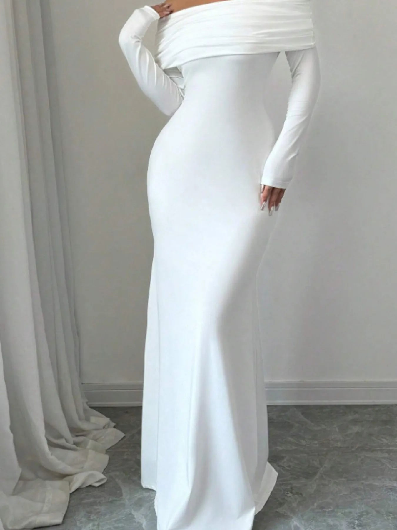 Off - Shoulder Long Sleeve Bodycon Maxi Dress - Flip Flop Dynasty