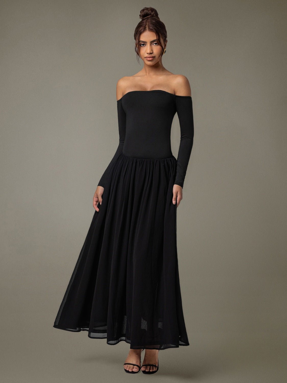 Off Shoulder Long Sleeve Maxi Dress - Flip Flop Dynasty