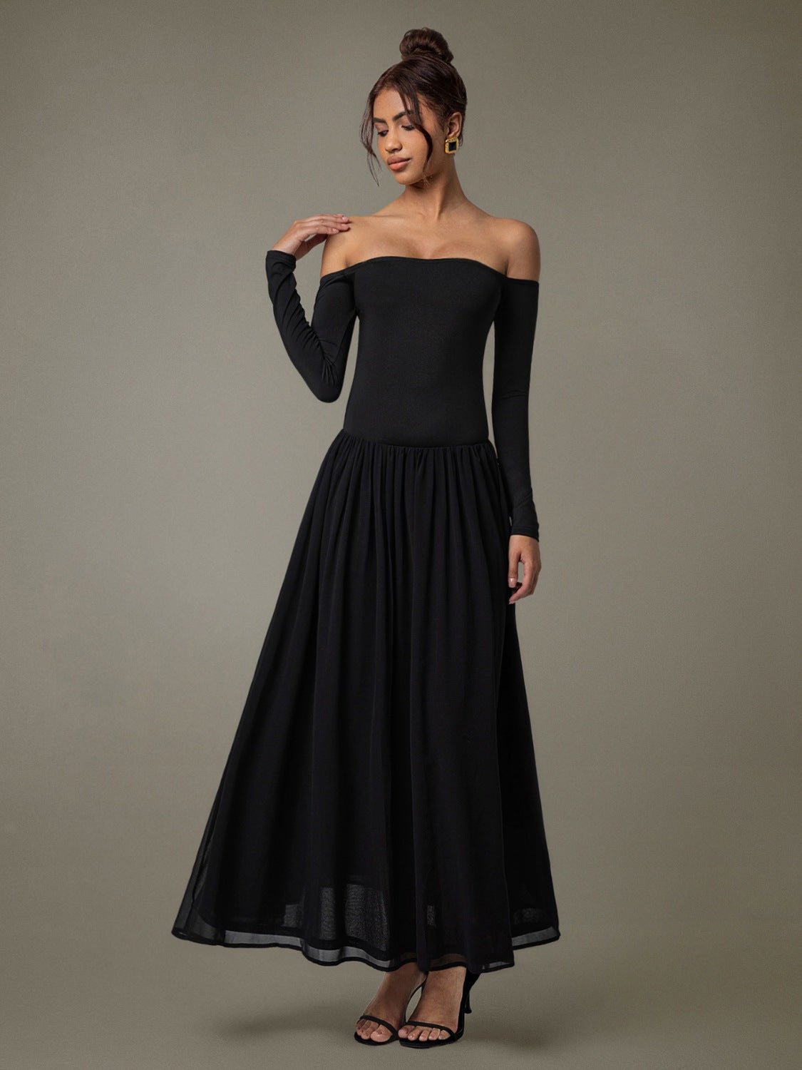 Off Shoulder Long Sleeve Maxi Dress - Flip Flop Dynasty