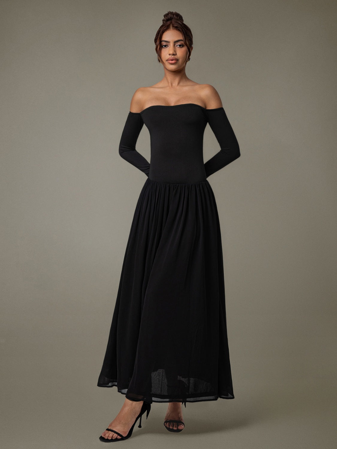 Off Shoulder Long Sleeve Maxi Dress - Flip Flop Dynasty