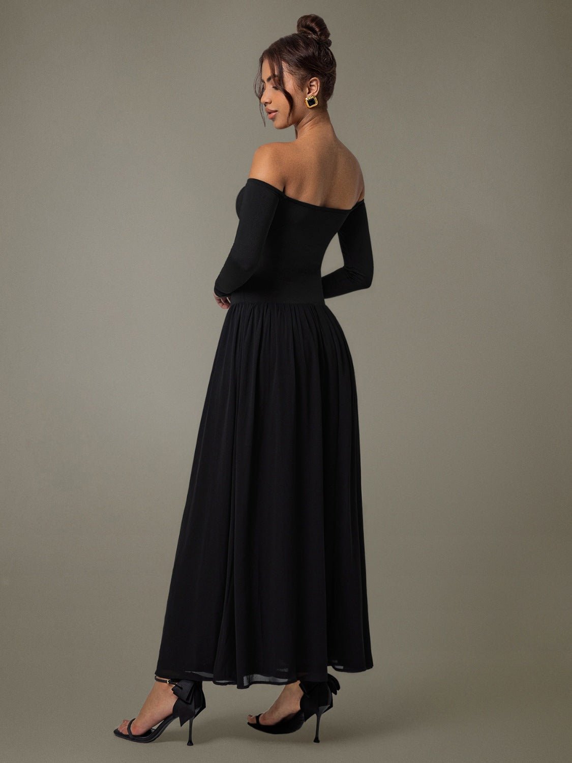 Off Shoulder Long Sleeve Maxi Dress - Flip Flop Dynasty
