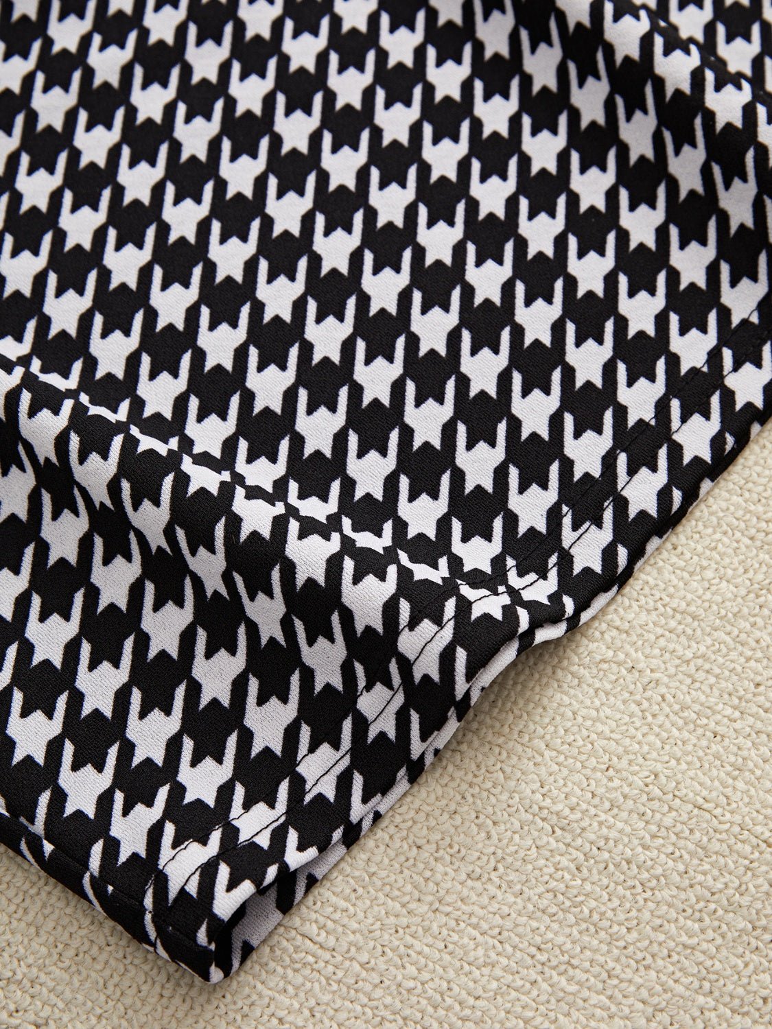 Off - Shoulder Long Sleeve Top and Houndstooth Skirt Set - Flip Flop Dynasty