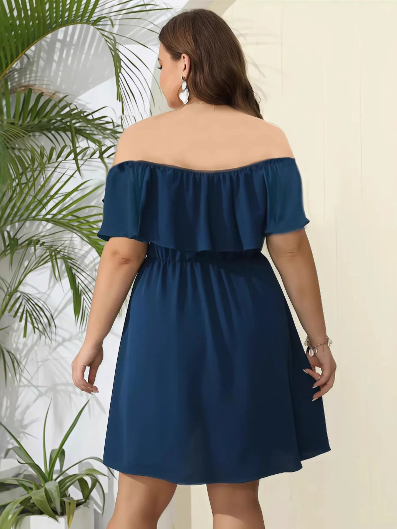 Off - Shoulder Ruffle Summer Dress with Elastic Waist - Flip Flop Dynasty