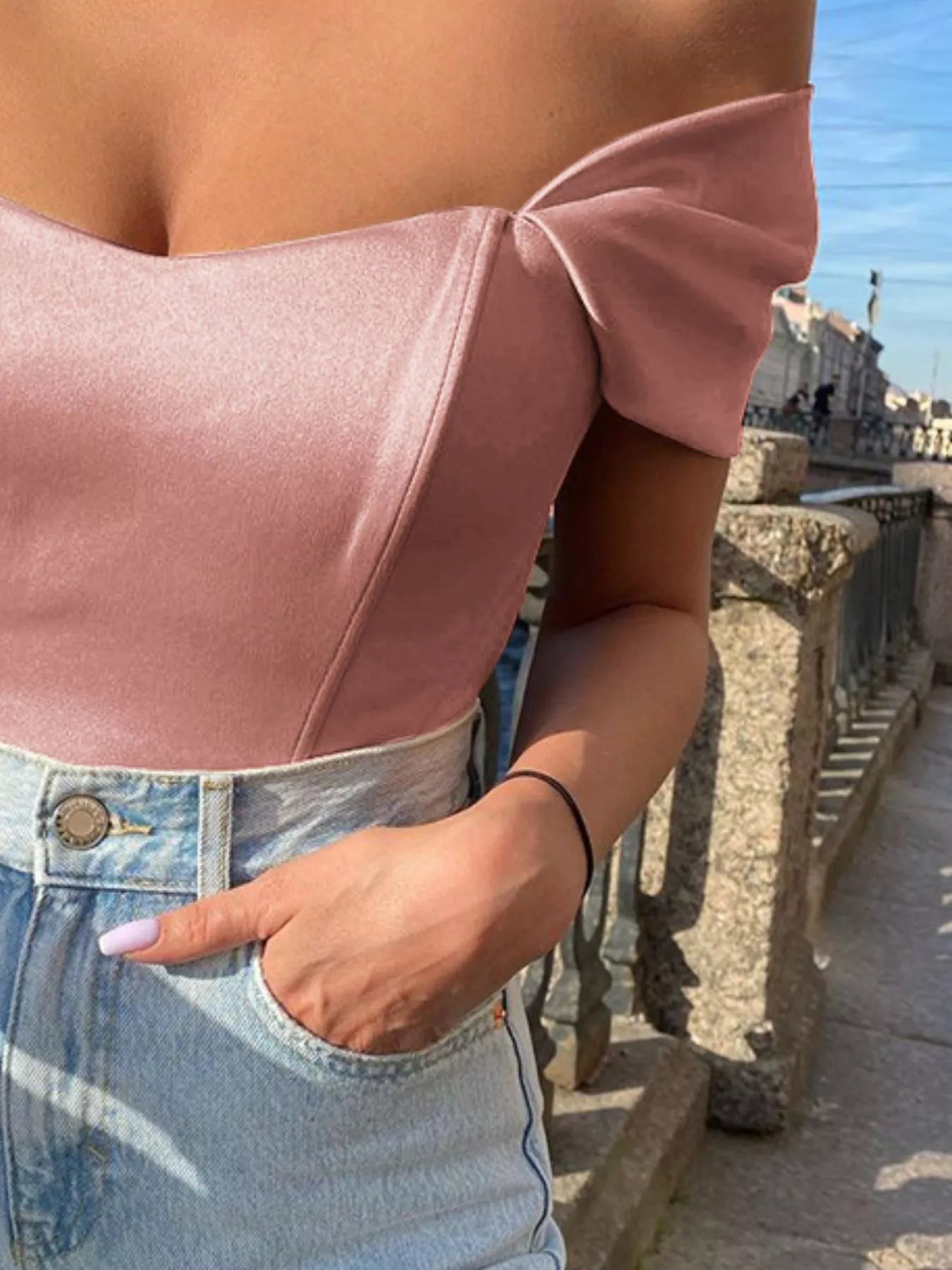 Off - Shoulder Short Sleeve Blouse - Flip Flop Dynasty
