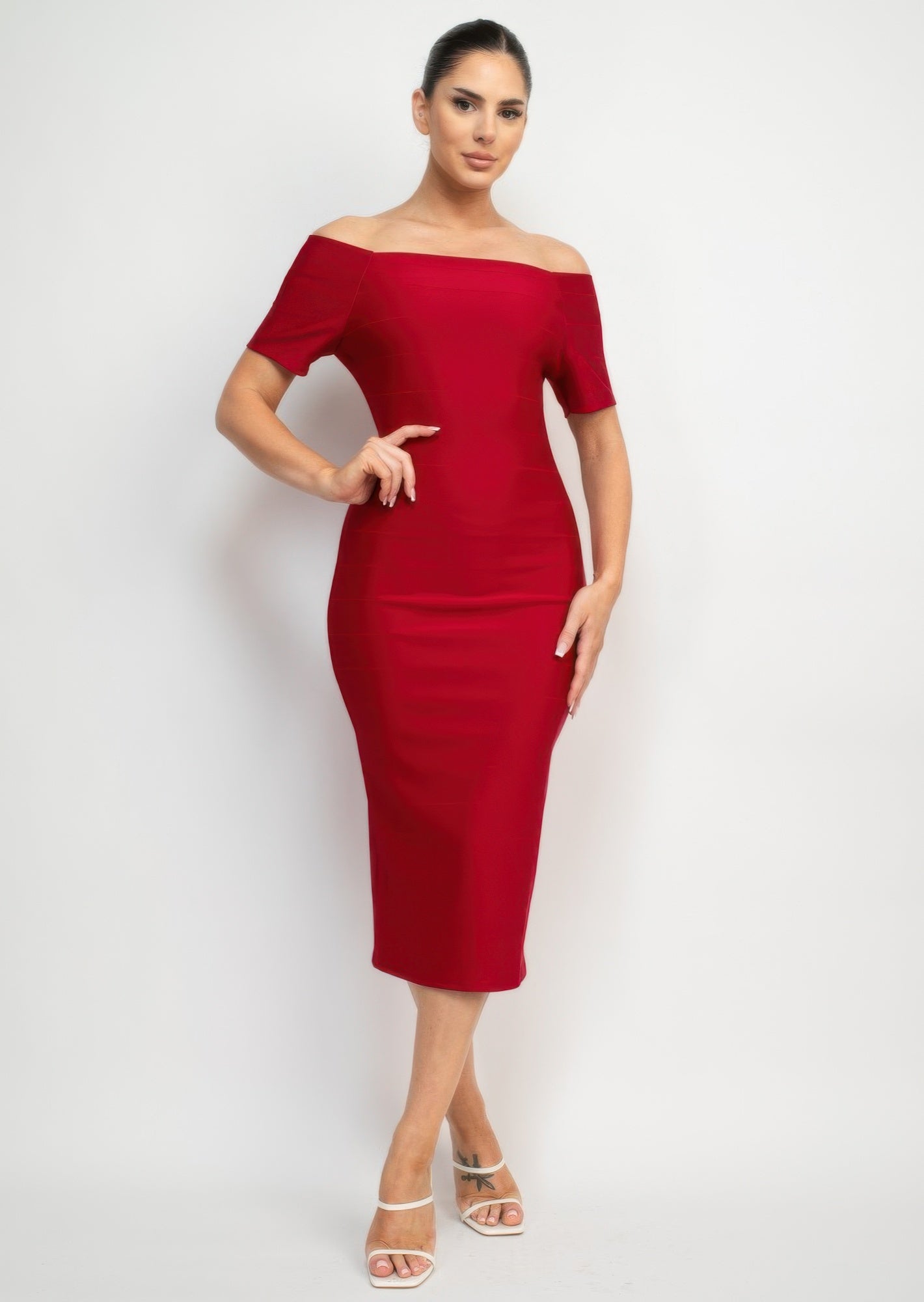 Off Shoulder Zippered Bodycon Dress - Flip Flop Dynasty