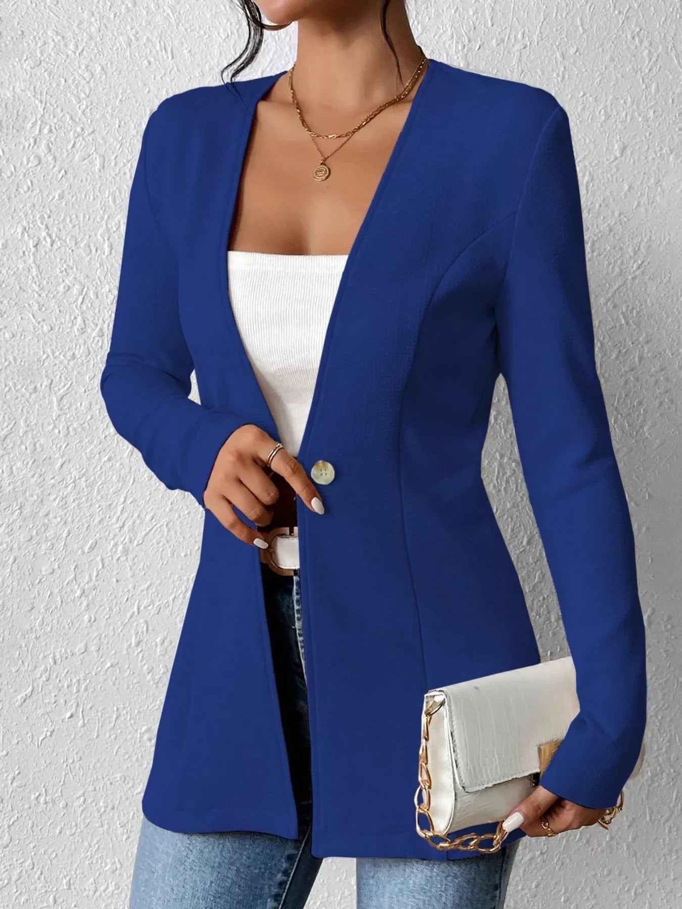 One Button Long Sleeve Blazer - Flip Flop Dynasty