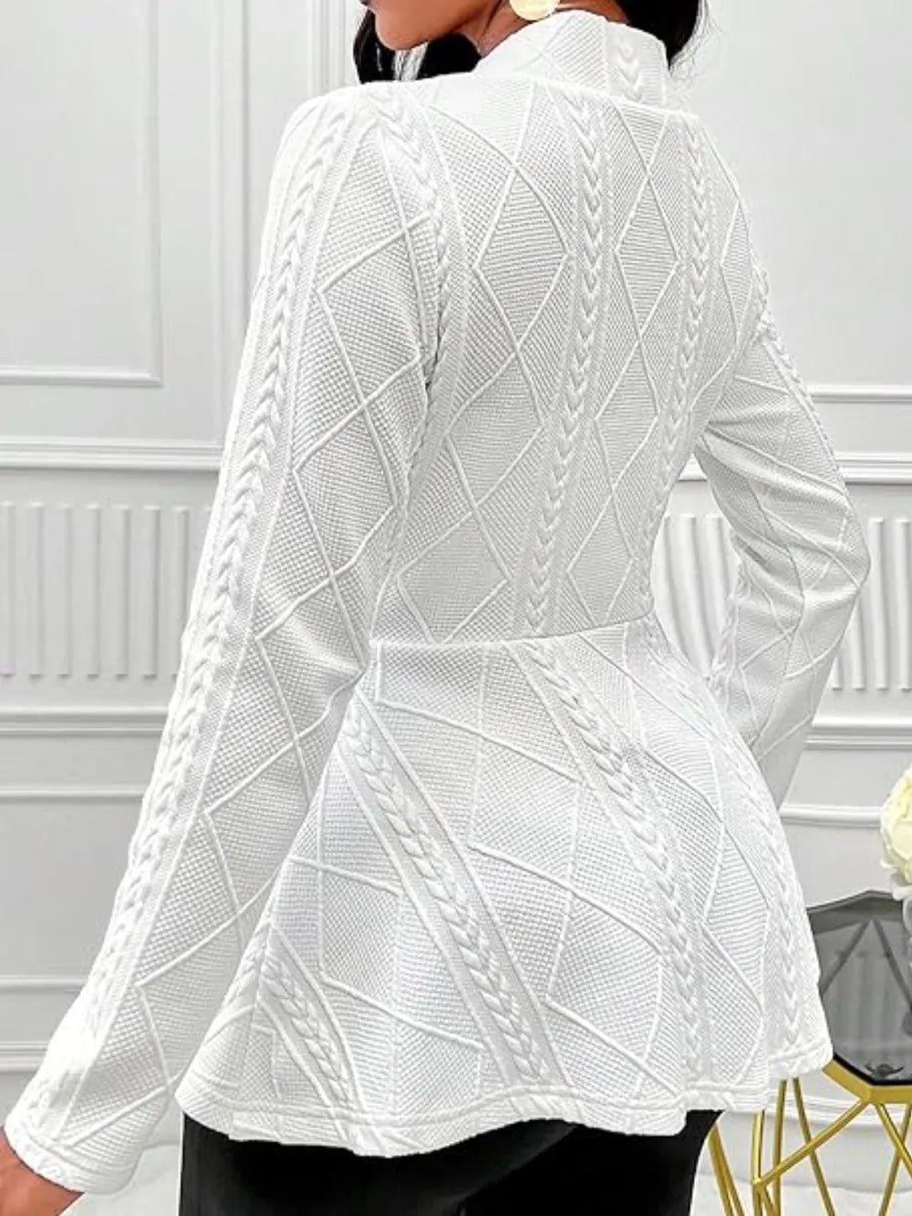 One Button Textured Peplum Cardigan - Flip Flop Dynasty