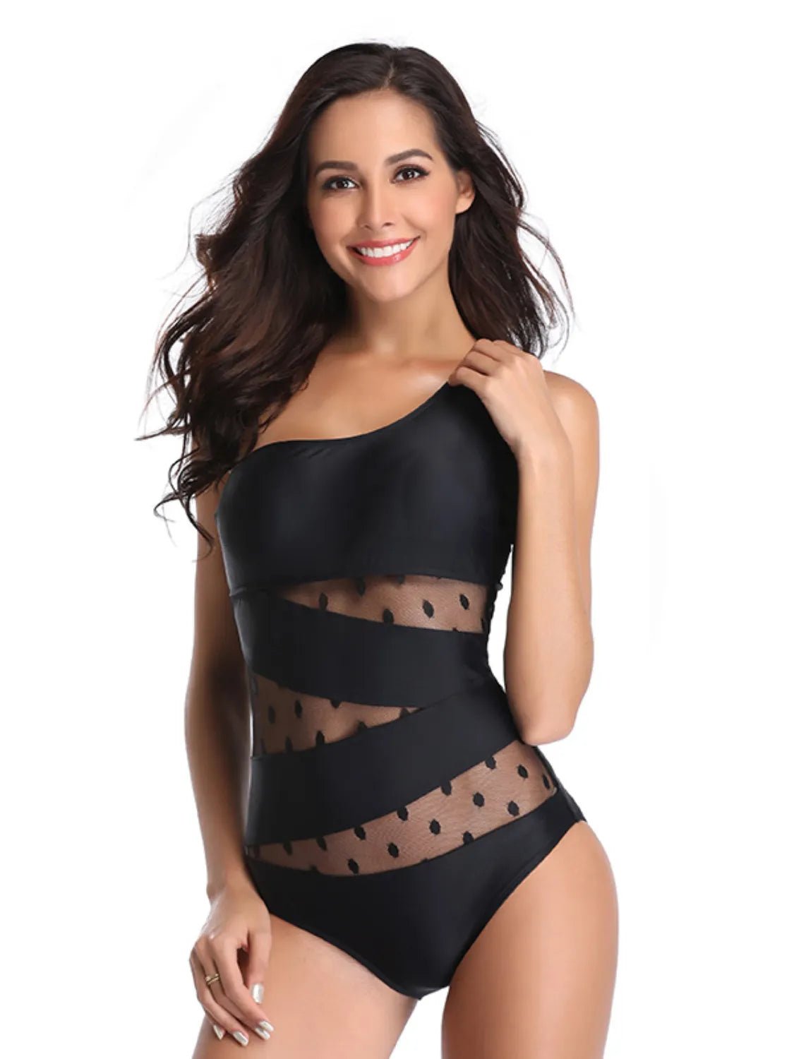 One Shoulder Polka Dot One - Piece Swimwear - Flip Flop Dynasty