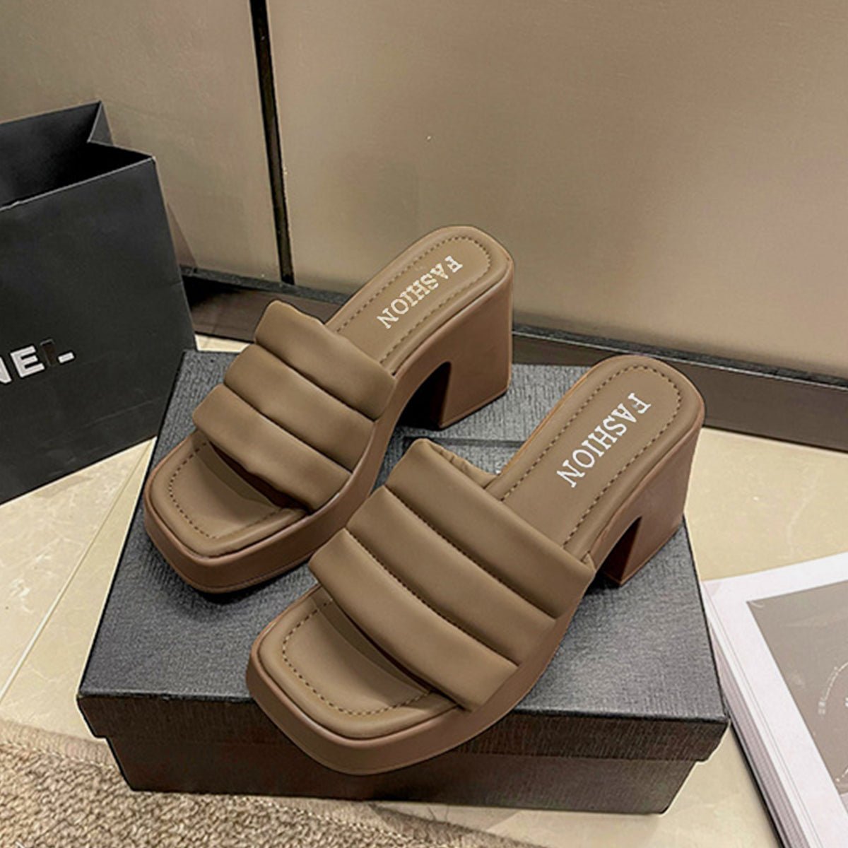 Open Toe Block Heel Sandals - Flip Flop Dynasty