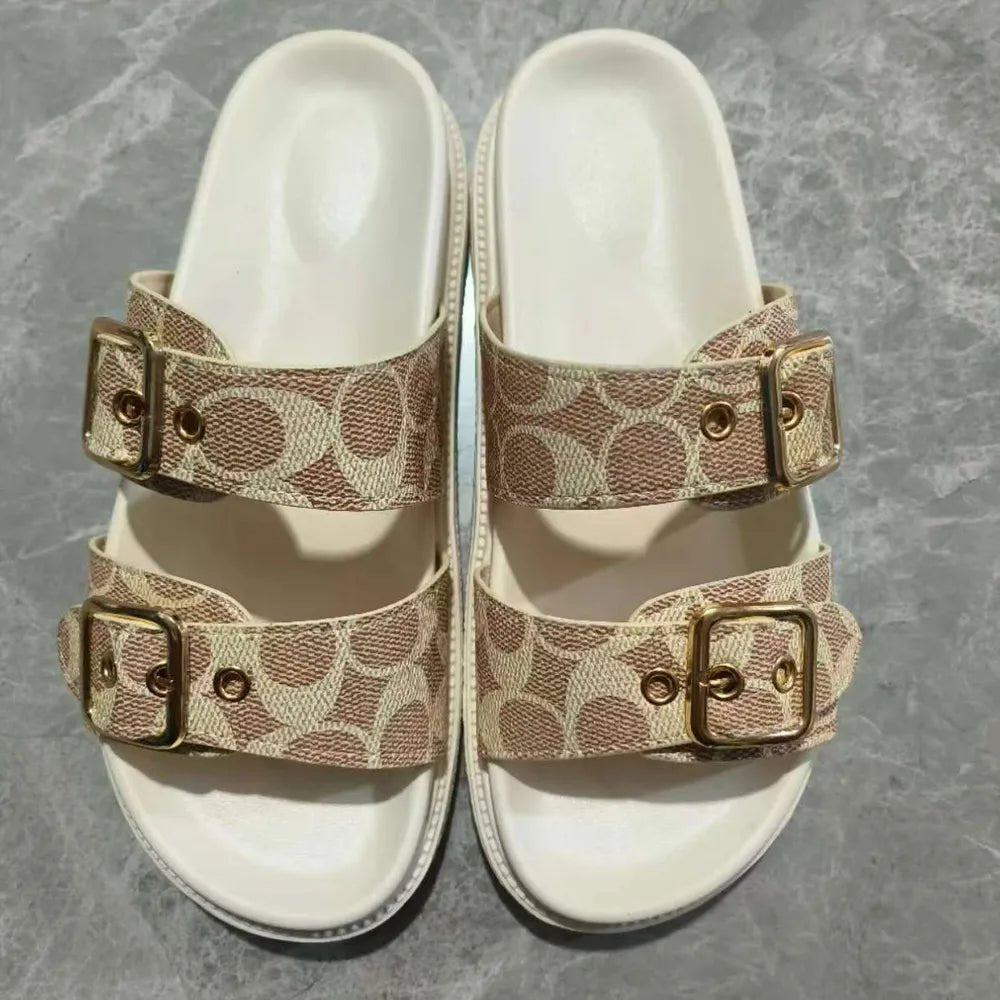 Open Toe Double Buckle Sandals - Flip Flop Dynasty
