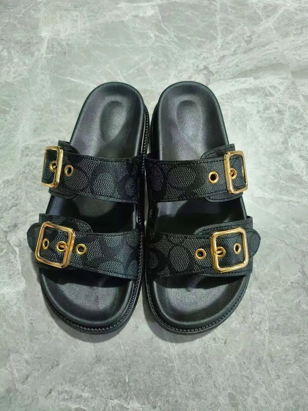 Open Toe Double Buckle Sandals - Flip Flop Dynasty