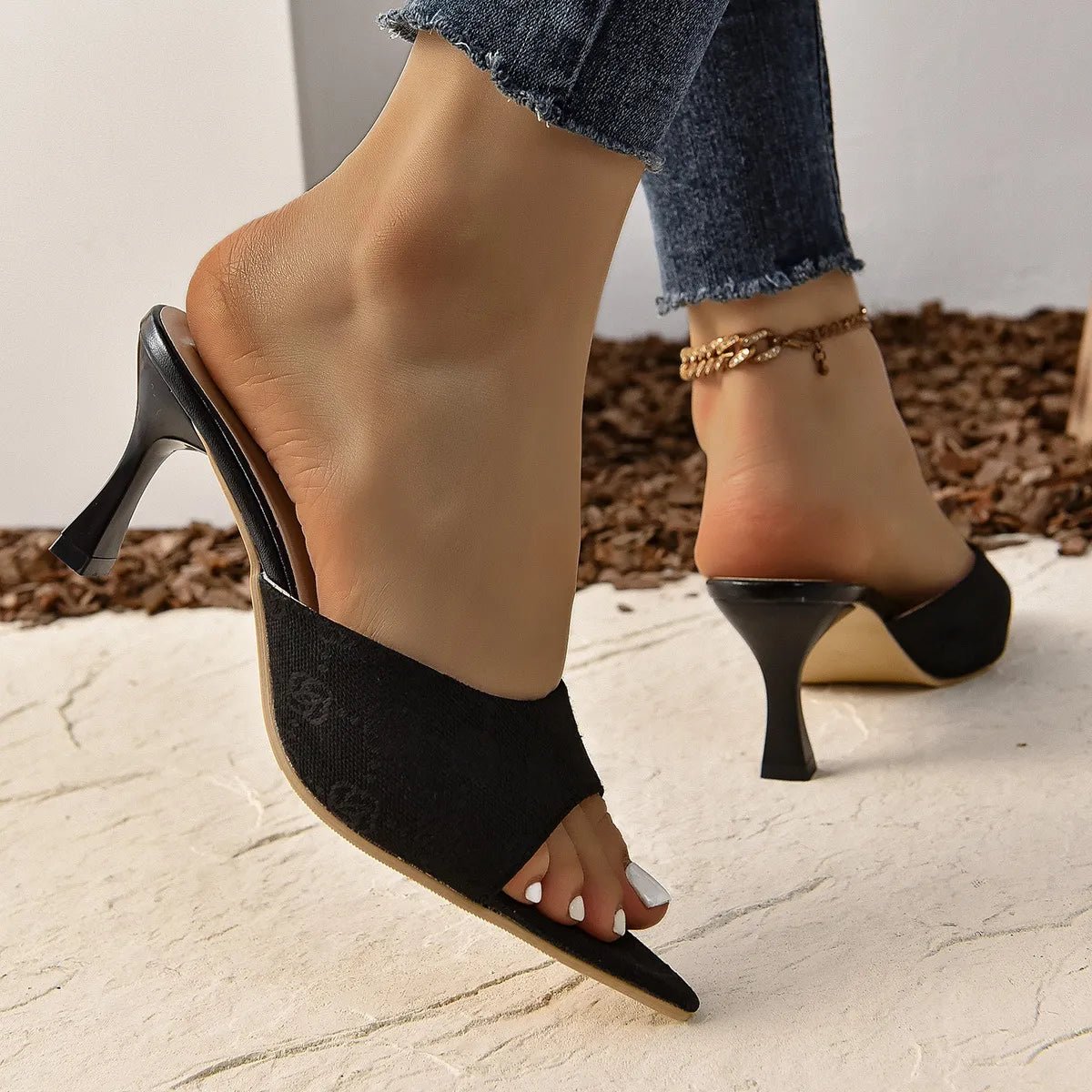 Open Toe Mid Heel Sandals - Flip Flop Dynasty