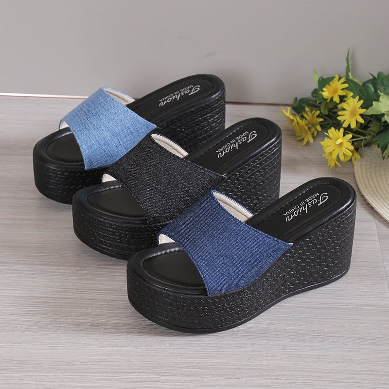 Open Toe Mid Heel Wedge Sandals - Flip Flop Dynasty