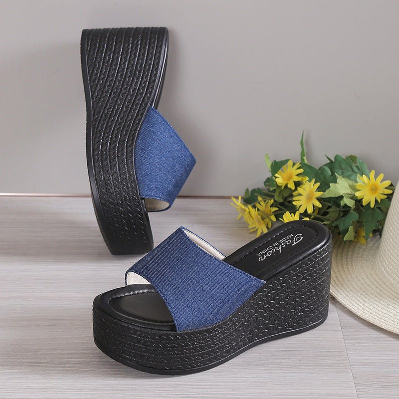 Open Toe Mid Heel Wedge Sandals - Flip Flop Dynasty