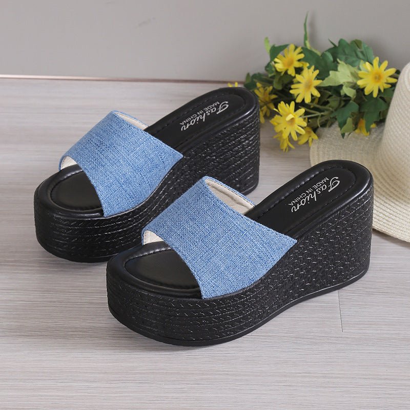 Open Toe Mid Heel Wedge Sandals - Flip Flop Dynasty
