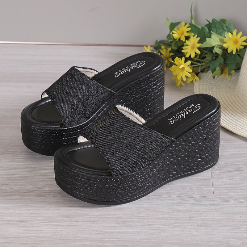 Open Toe Mid Heel Wedge Sandals - Flip Flop Dynasty