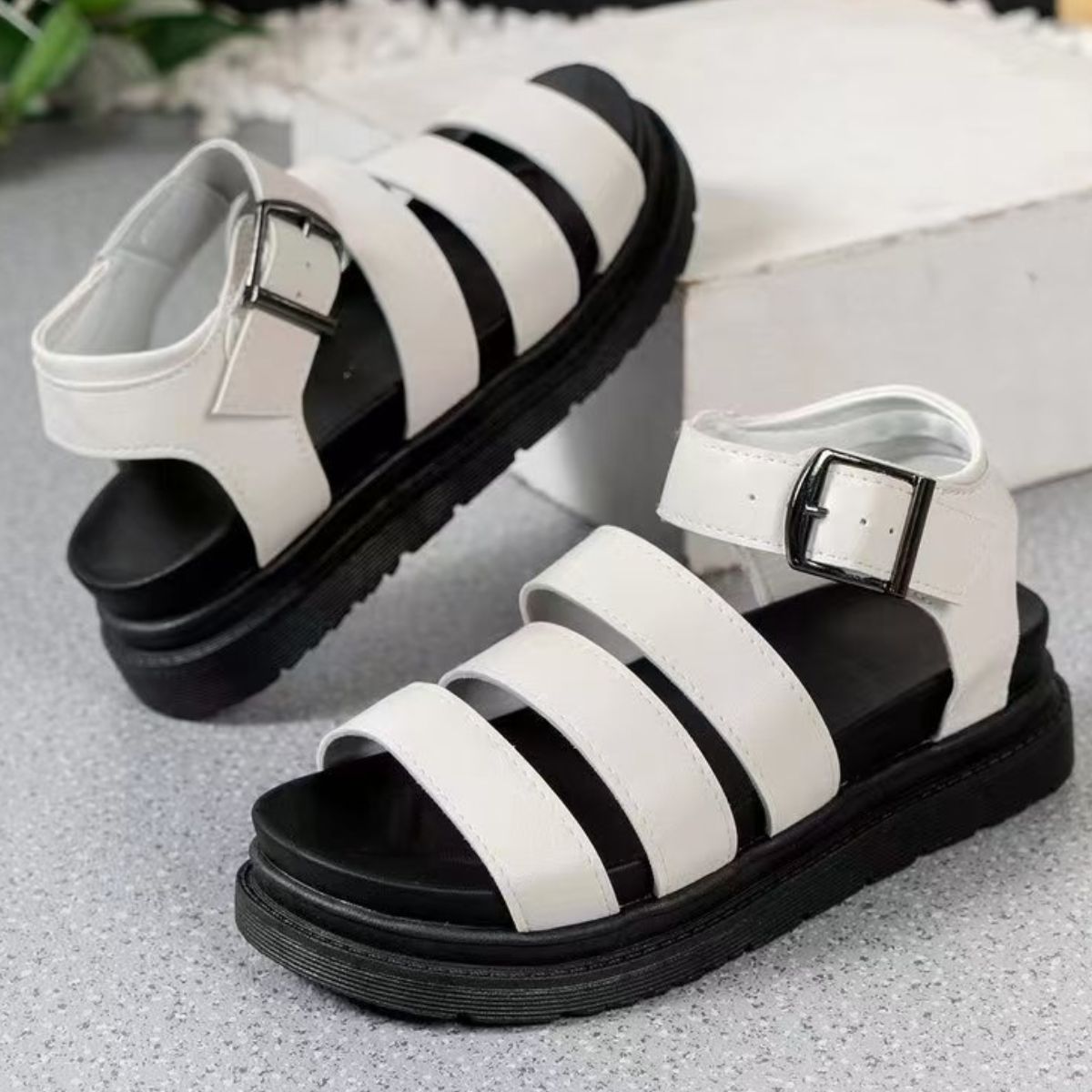 Open Toe Platform Buckle Sandals - Flip Flop Dynasty