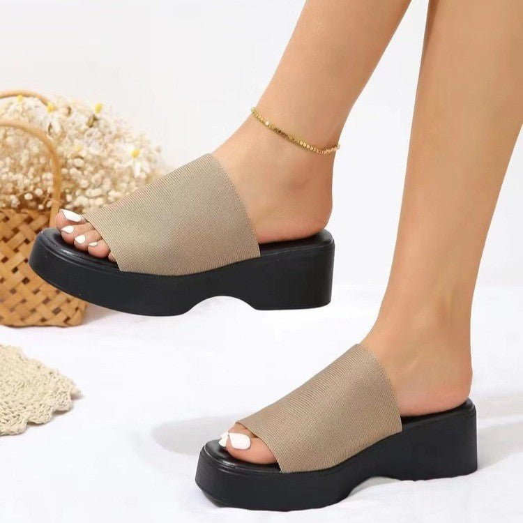 Open Toe Platform Cloth Sandals - Flip Flop Dynasty