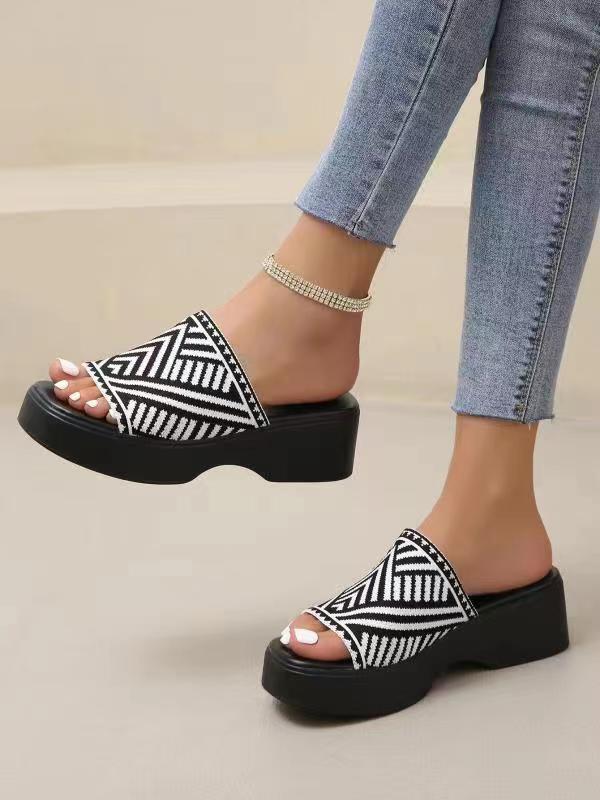 Open Toe Platform Cloth Sandals - Flip Flop Dynasty