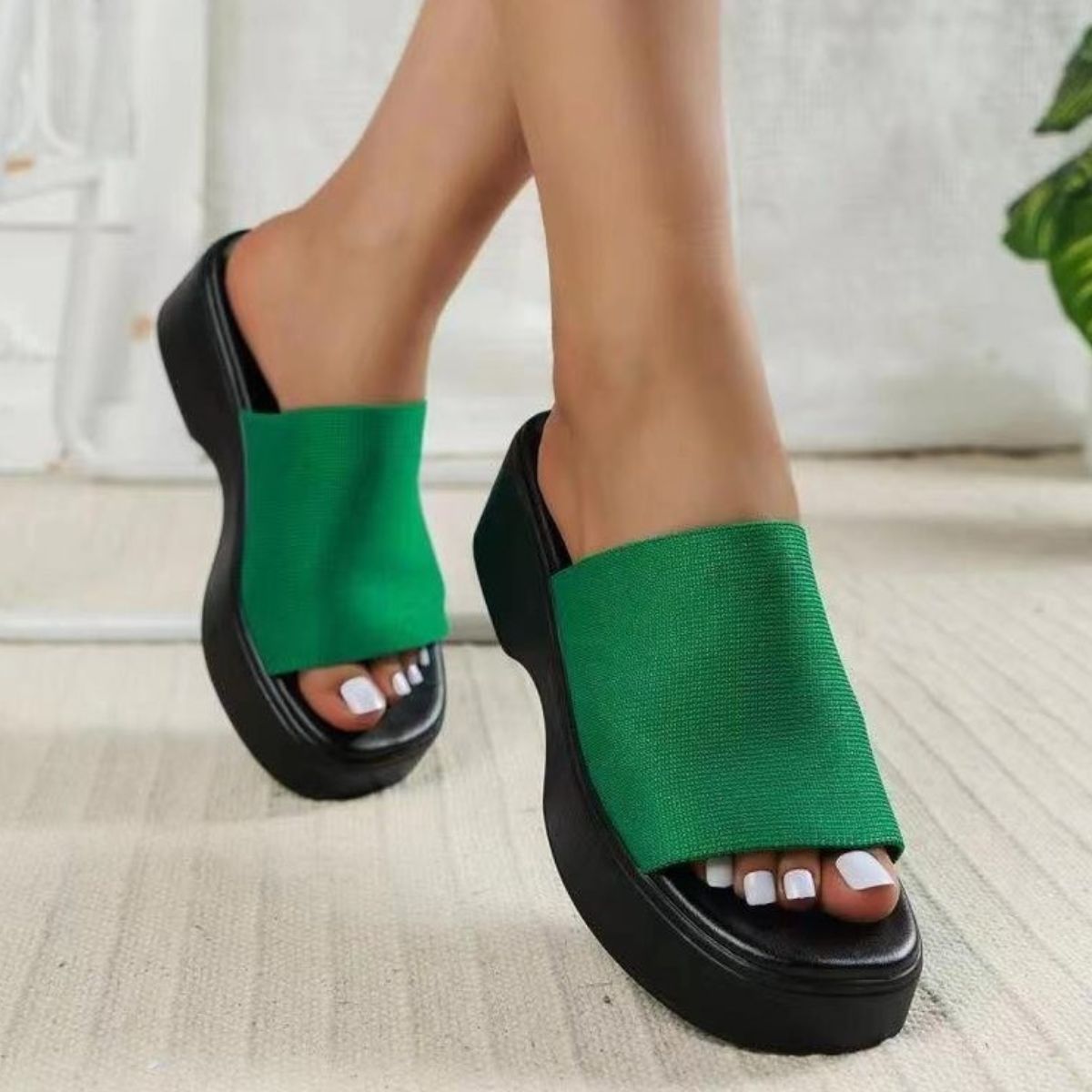 Open Toe Platform Cloth Sandals - Flip Flop Dynasty