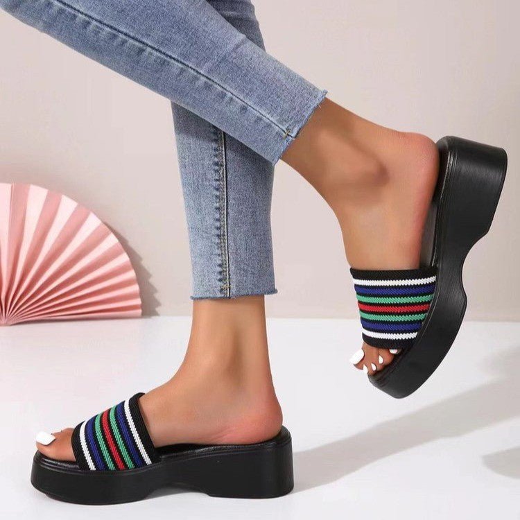 Open Toe Platform Cloth Sandals - Flip Flop Dynasty