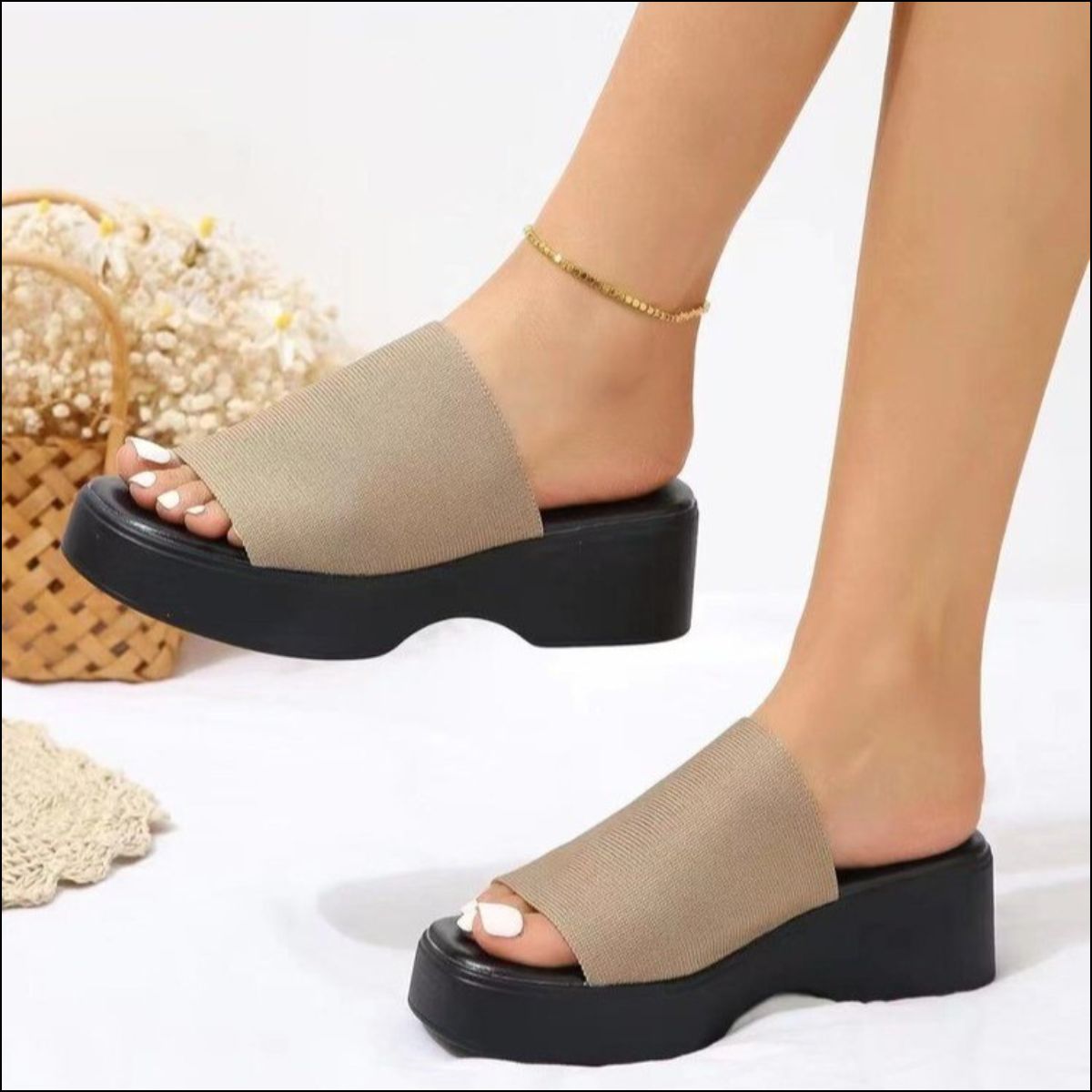 Open Toe Platform Cloth Sandals - Flip Flop Dynasty