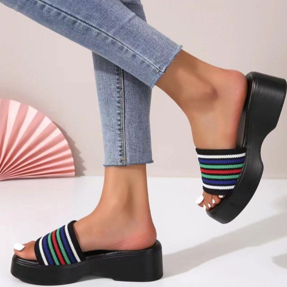 Open Toe Platform Cloth Sandals - Flip Flop Dynasty