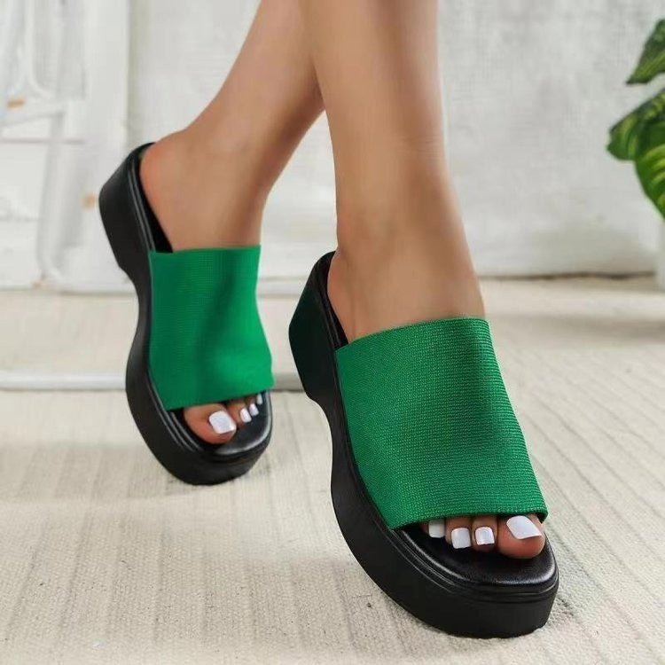 Open Toe Platform Cloth Sandals - Flip Flop Dynasty