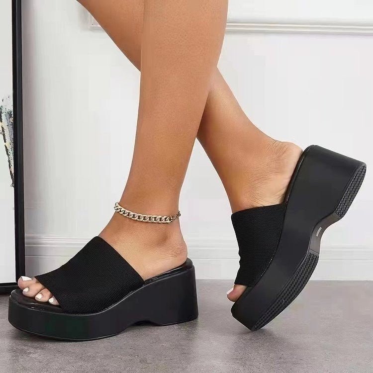 Open Toe Platform Cloth Sandals - Flip Flop Dynasty