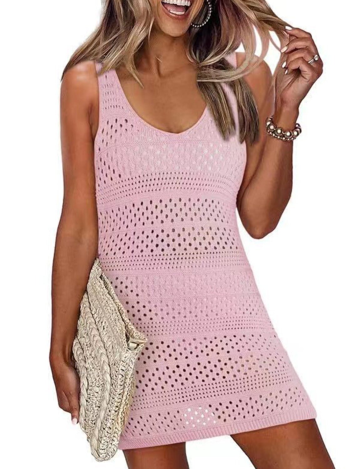 Openwork Scoop Neck Cover Up - Flip Flop Dynasty