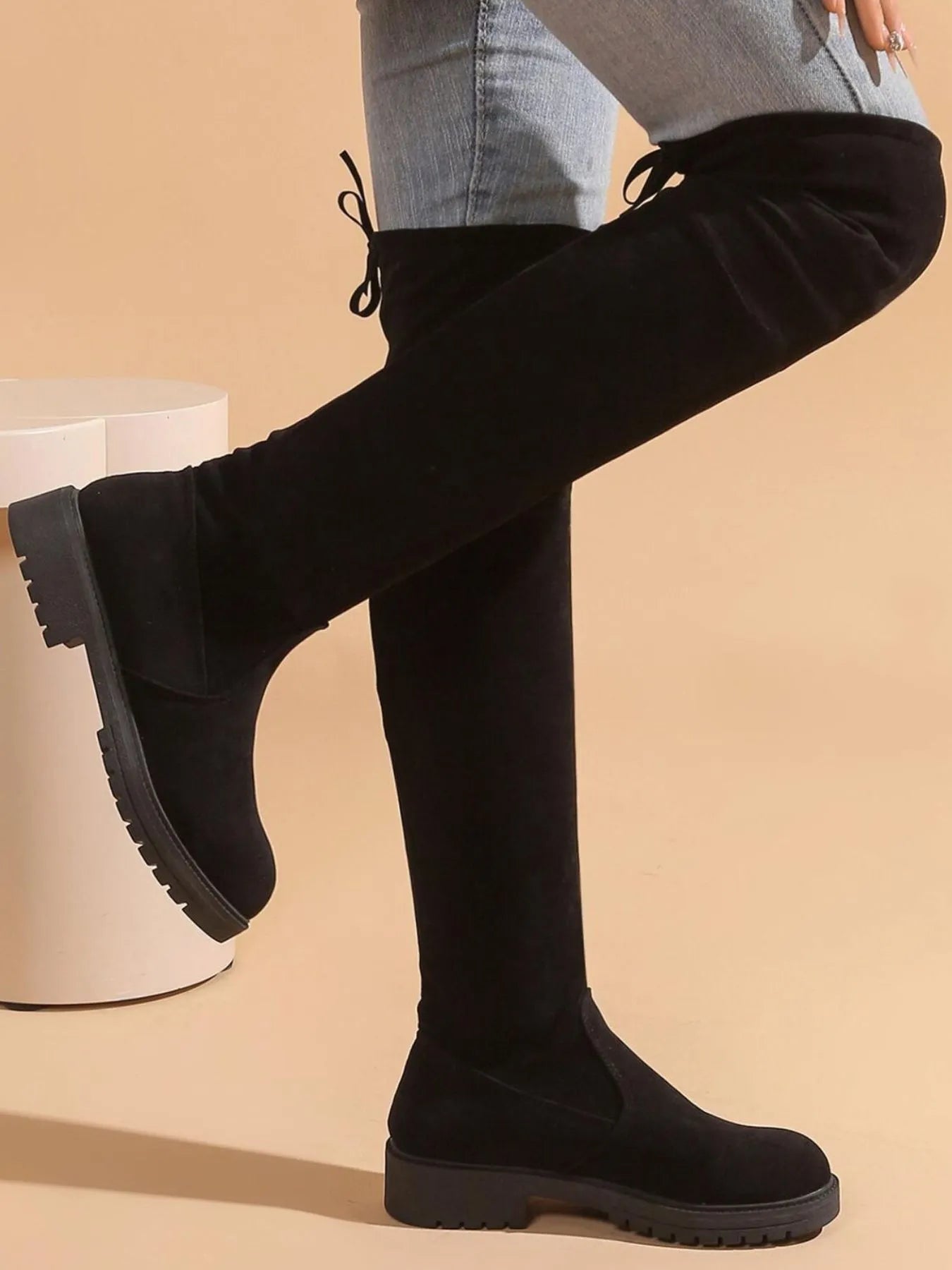 Over - the - Knee Block Heel Boots - Flip Flop Dynasty