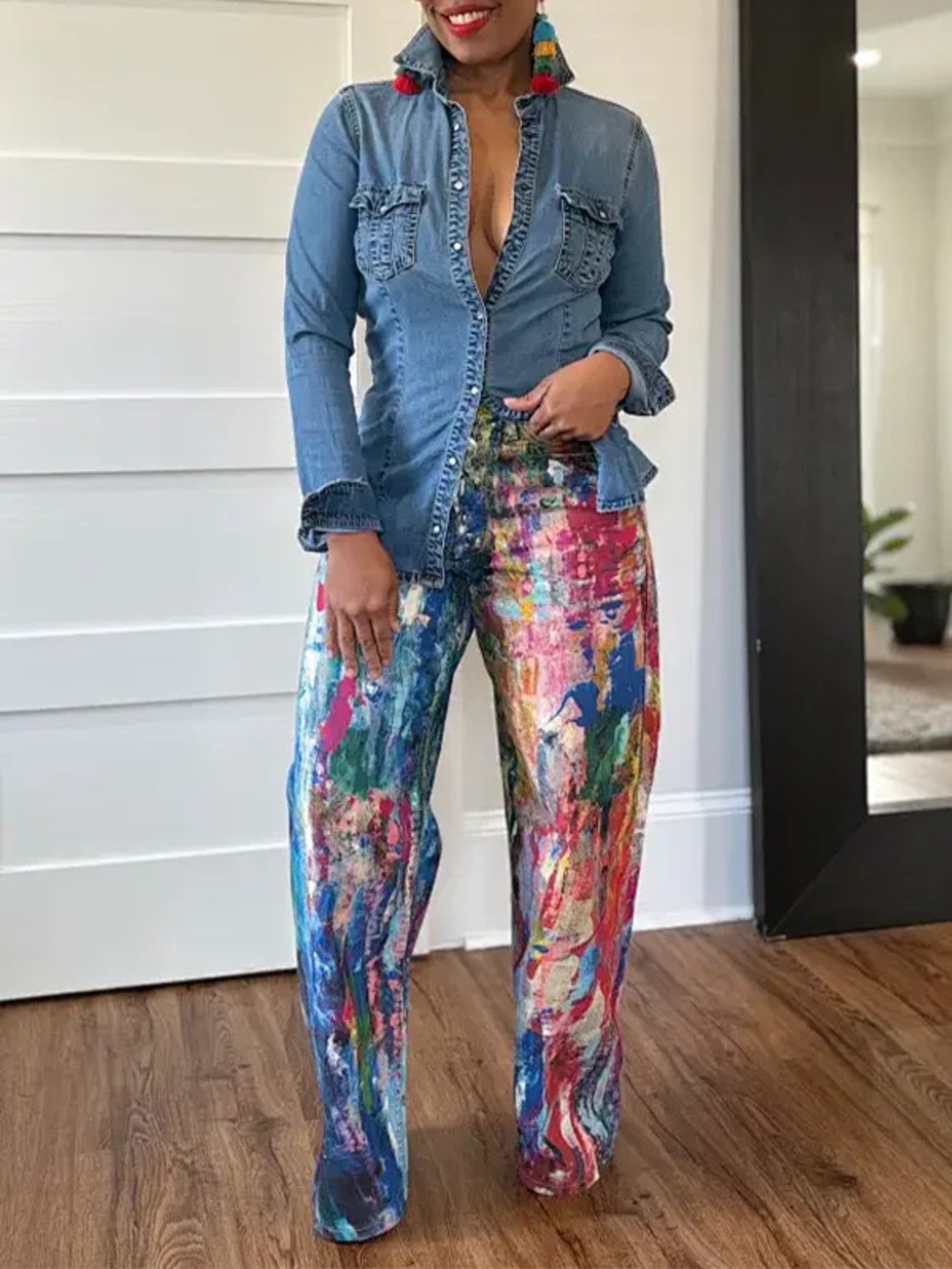 Painted Wide Leg Pants - Flip Flop Dynasty